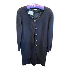 MaxMara Business Suit Dress w/ Long Jacket 2 Piece Set Black Women Size 10